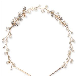 INC gold toned crystal and pearl headpiece
